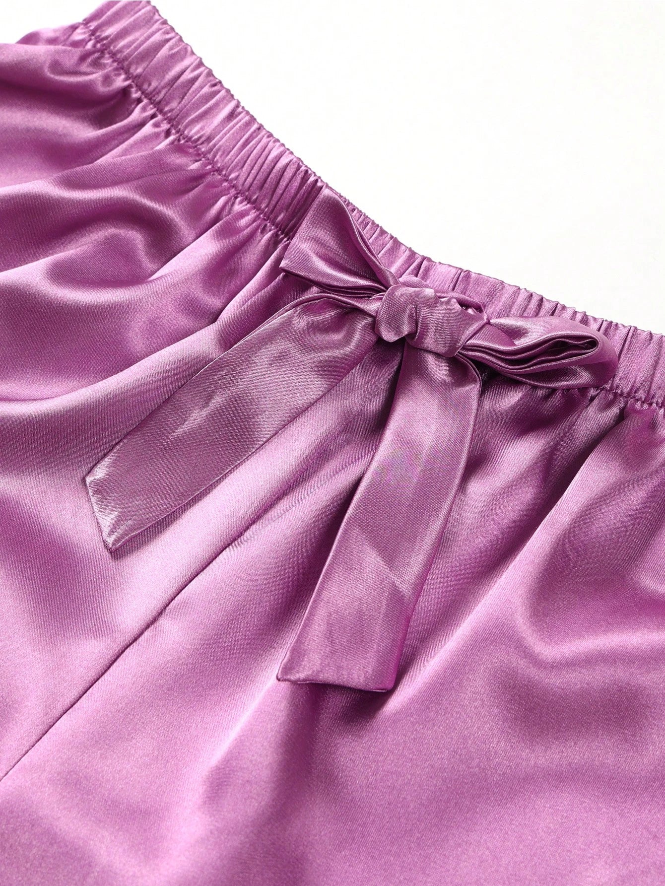 Silk & Lace Splice Cami Top And Shorts Pajama Set