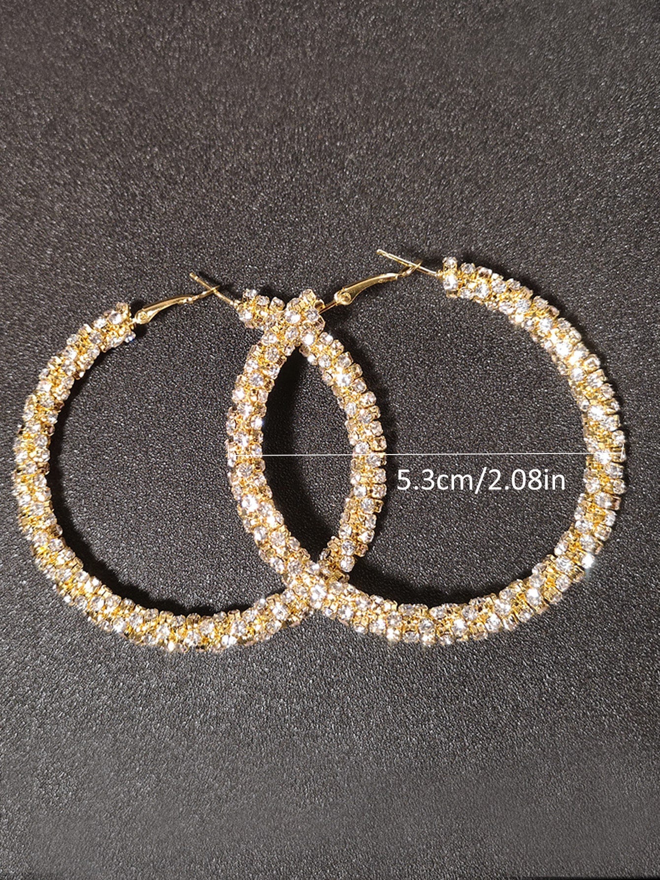 Rhinestone Decor Metallic Hoop Earrings