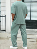 Drop Shoulder T-Shirt and Solid Wide-Fit Pants
