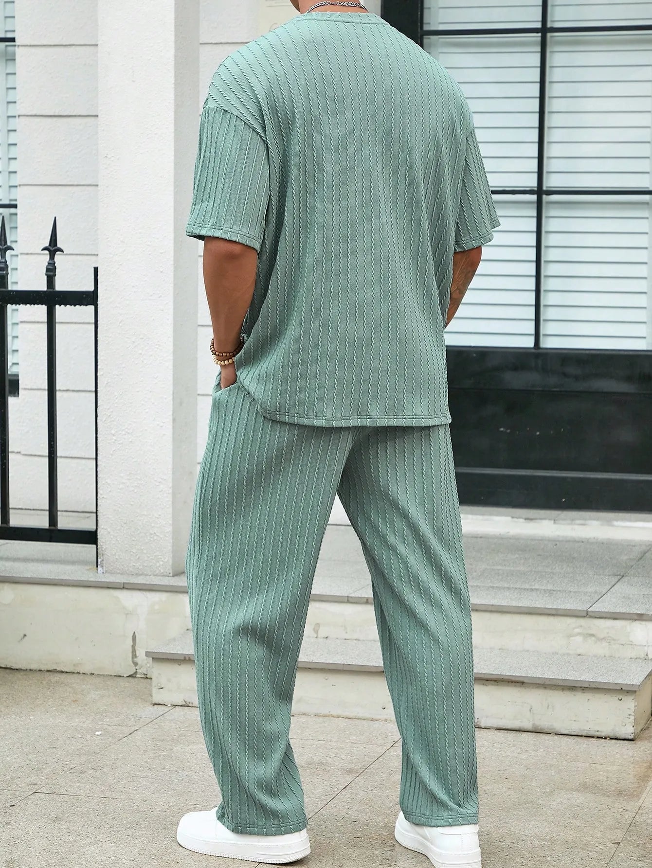 Drop Shoulder T-Shirt and Solid Wide-Fit Pants