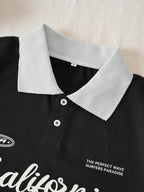 Graphic Contrast Collar Tee