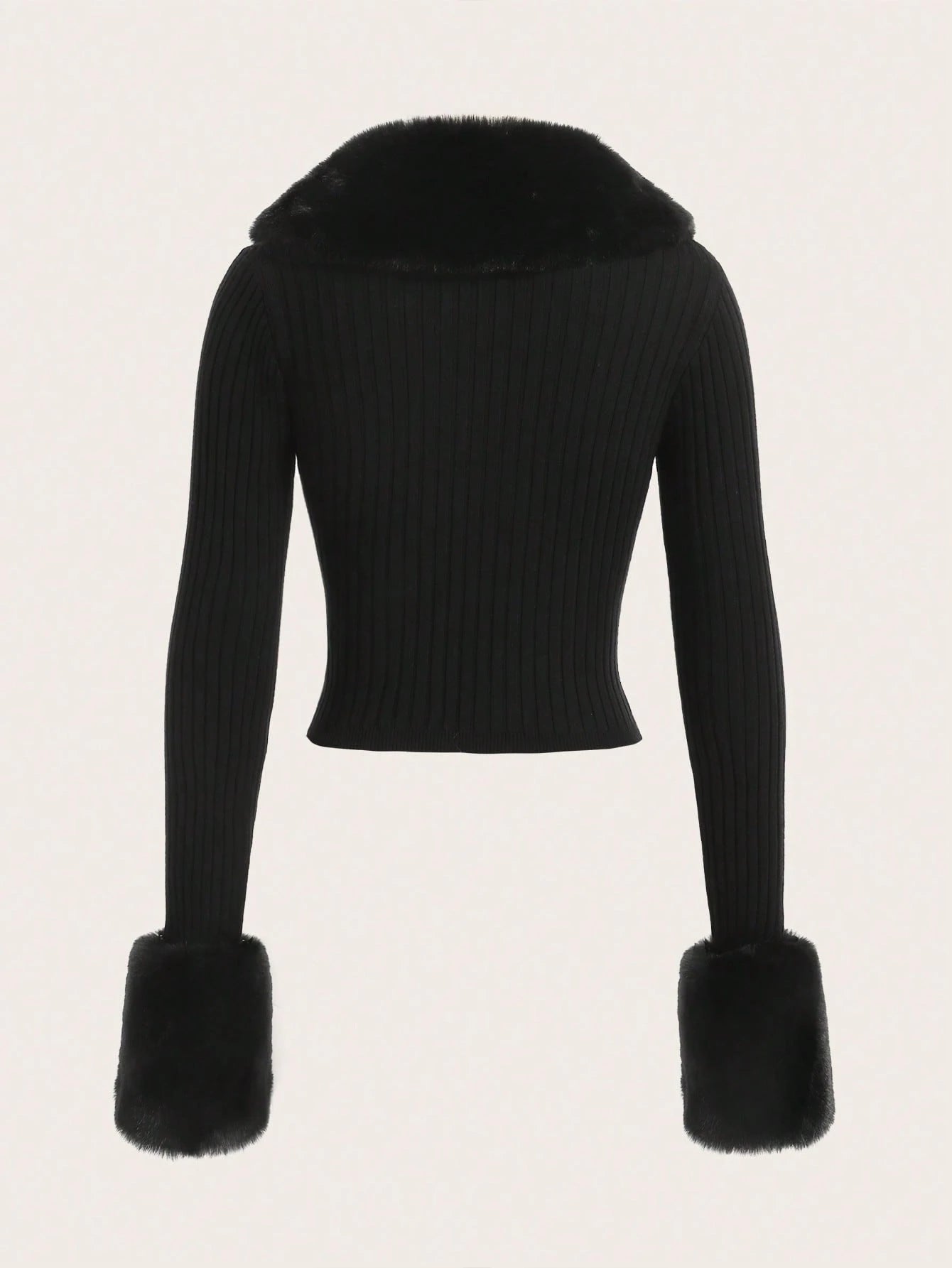 Trim Ribbed Knit Cardigan