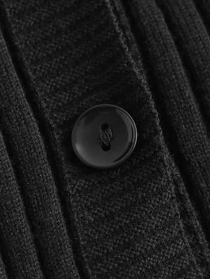 Trim Ribbed Knit Cardigan