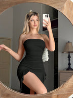 Ruffle Trim Hem Dress