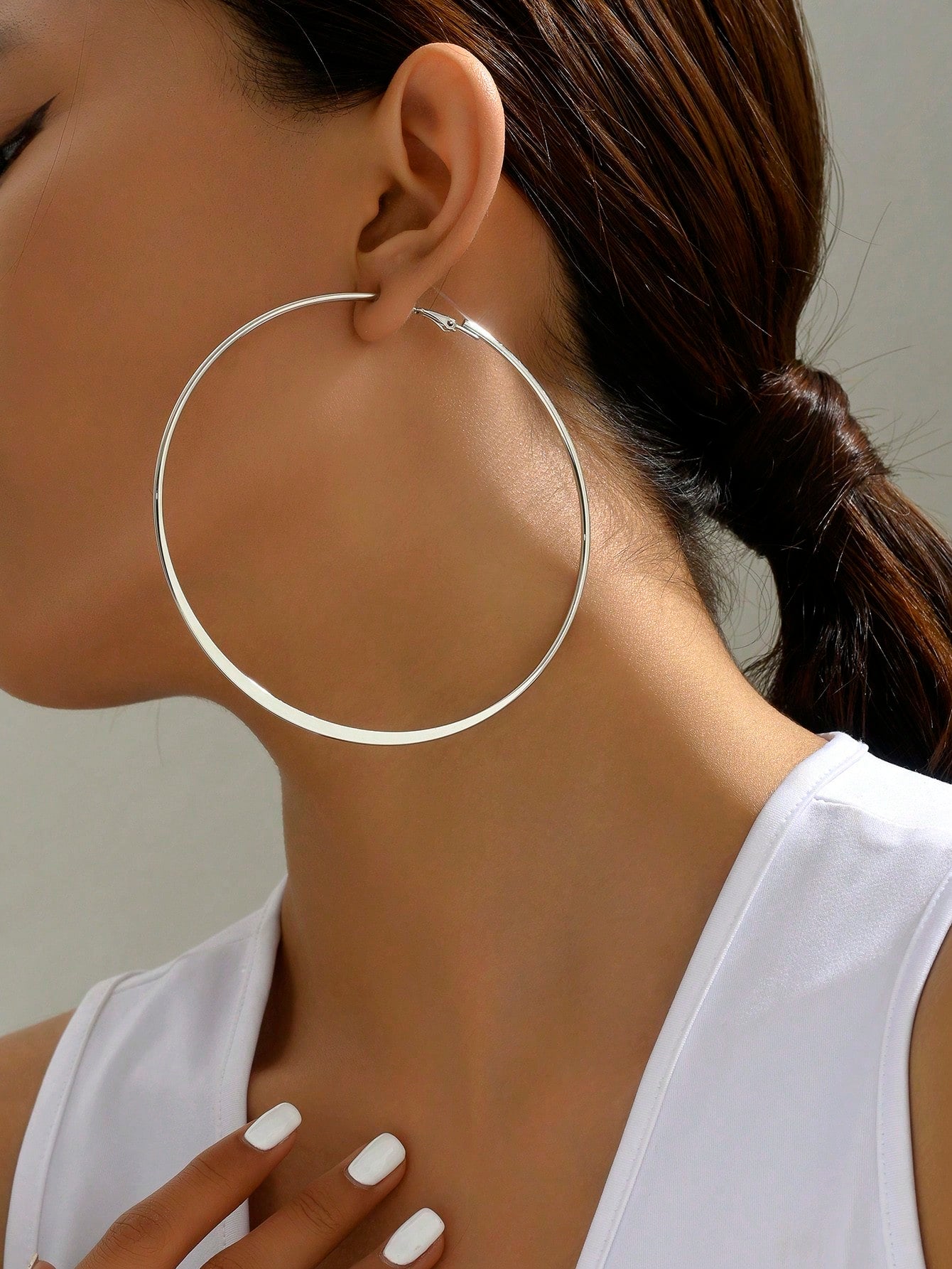 Big Circle Pressed Hoop Earrings