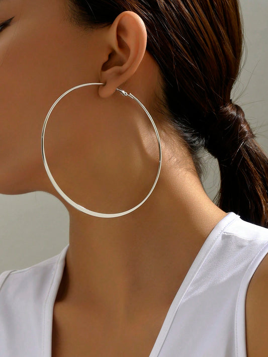 Big Circle Pressed Hoop Earrings