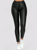 High Waist PU Leather Skinny Pants