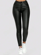 High Waist PU Leather Skinny Pants