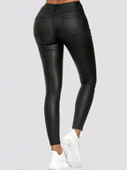 High Waist PU Leather Skinny Pants
