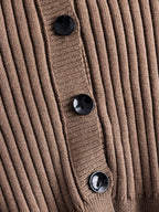 Trim Ribbed Knit Cardigan