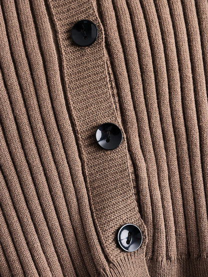 Trim Ribbed Knit Cardigan