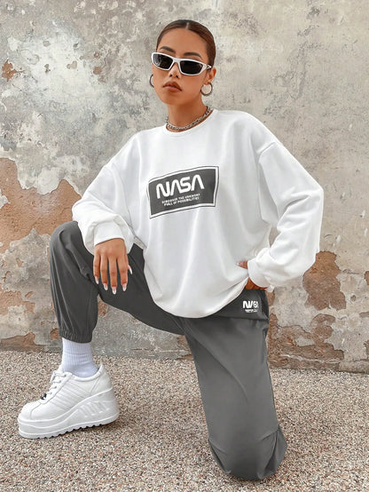 Graphic Drop Shoulder Sweatshirt & Sweatpants