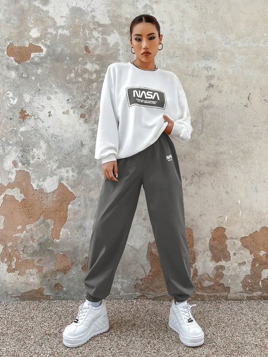 Graphic Drop Shoulder Sweatshirt & Sweatpants