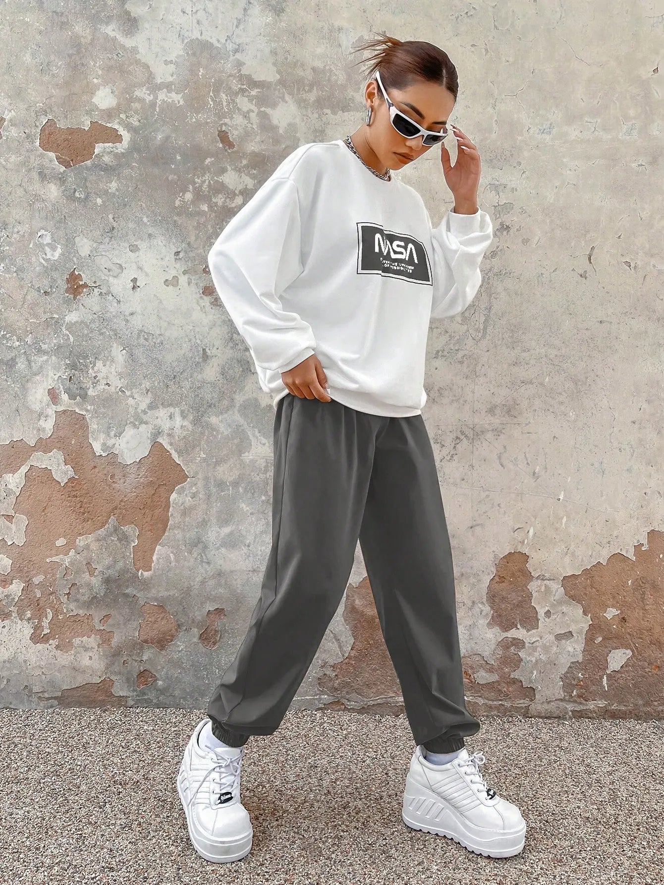 Graphic Drop Shoulder Sweatshirt & Sweatpants