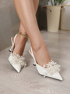 Elegant Ankle Strap Closed Toe Sandals Heel