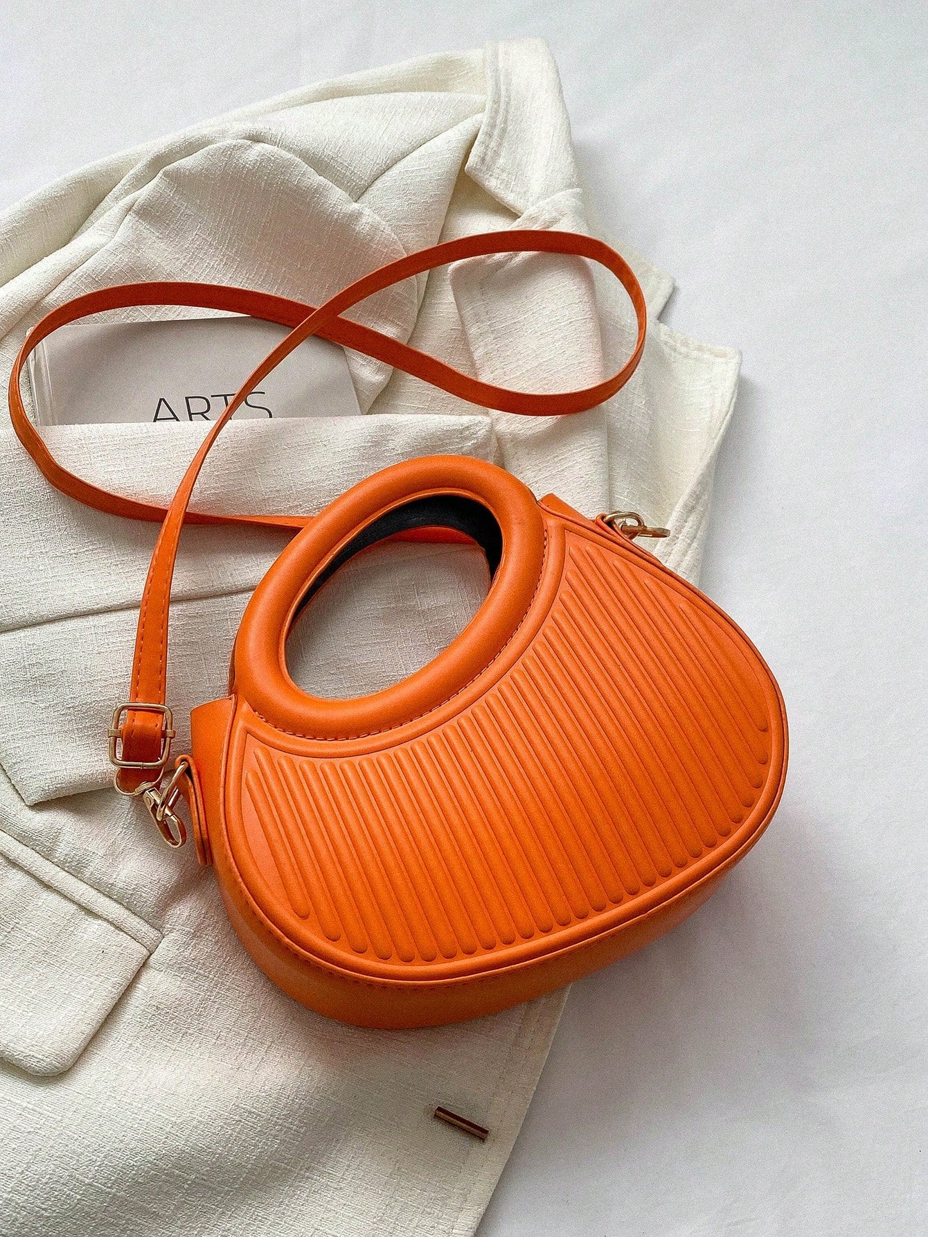 Striped Embossed Handbag