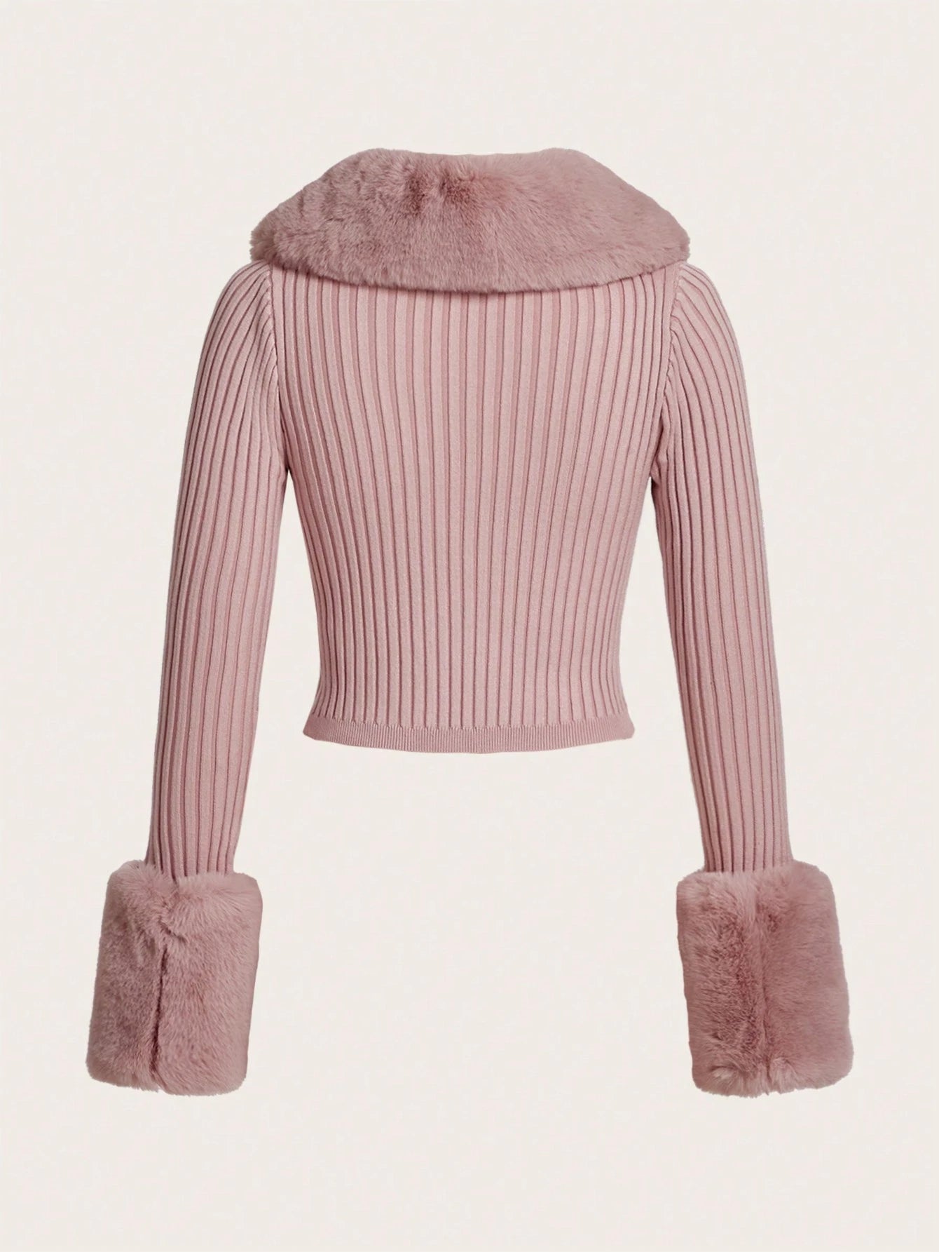 Trim Ribbed Knit Cardigan