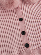 Trim Ribbed Knit Cardigan