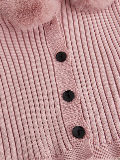 Trim Ribbed Knit Cardigan