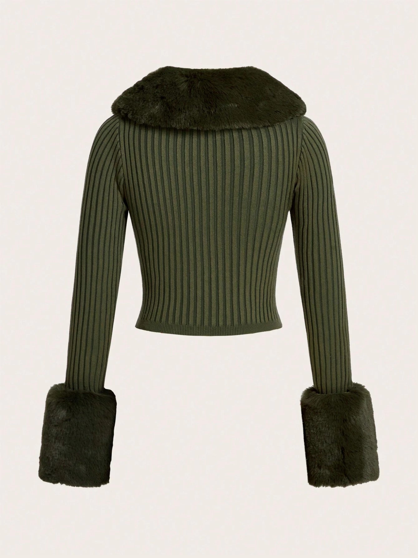 Trim Ribbed Knit Cardigan
