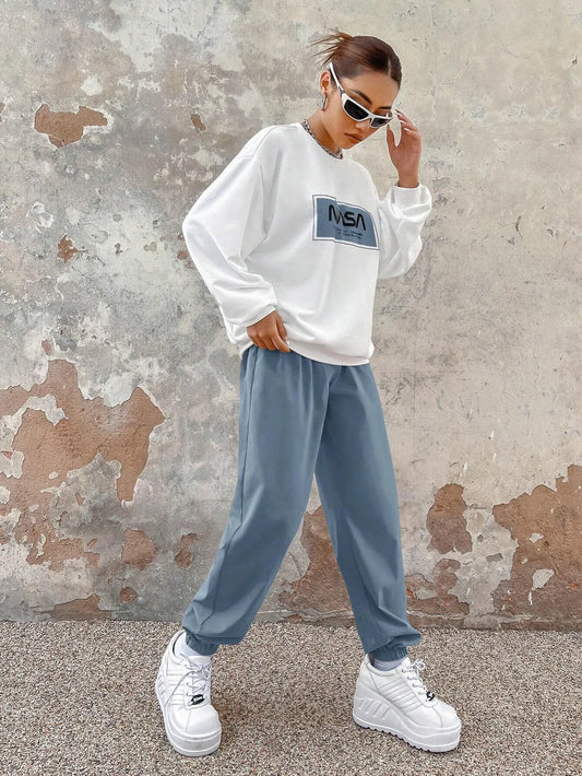 Graphic Drop Shoulder Sweatshirt & Sweatpants