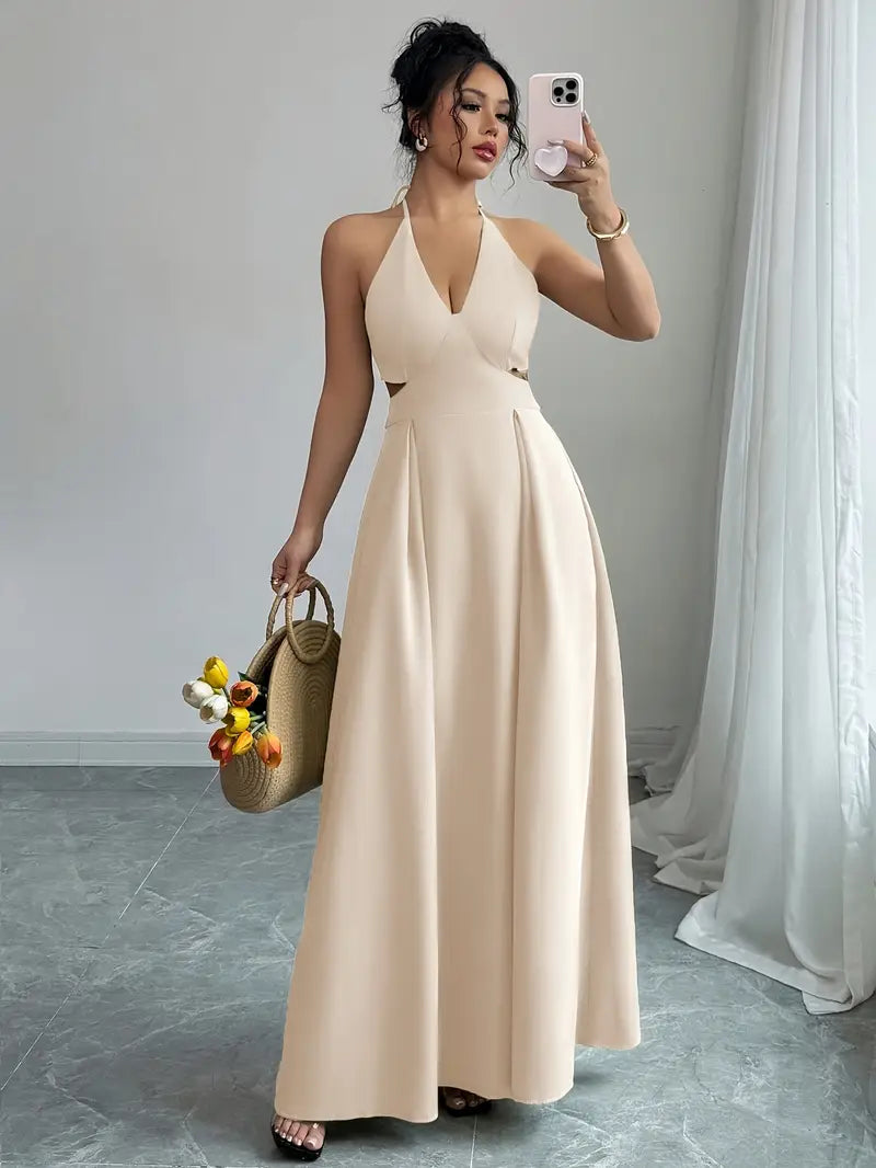 Backless V-Neck A-Line Dress