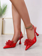 Elegant Ankle Strap Closed Toe Sandals Heel