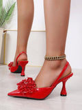 Elegant Ankle Strap Closed Toe Sandals Heel