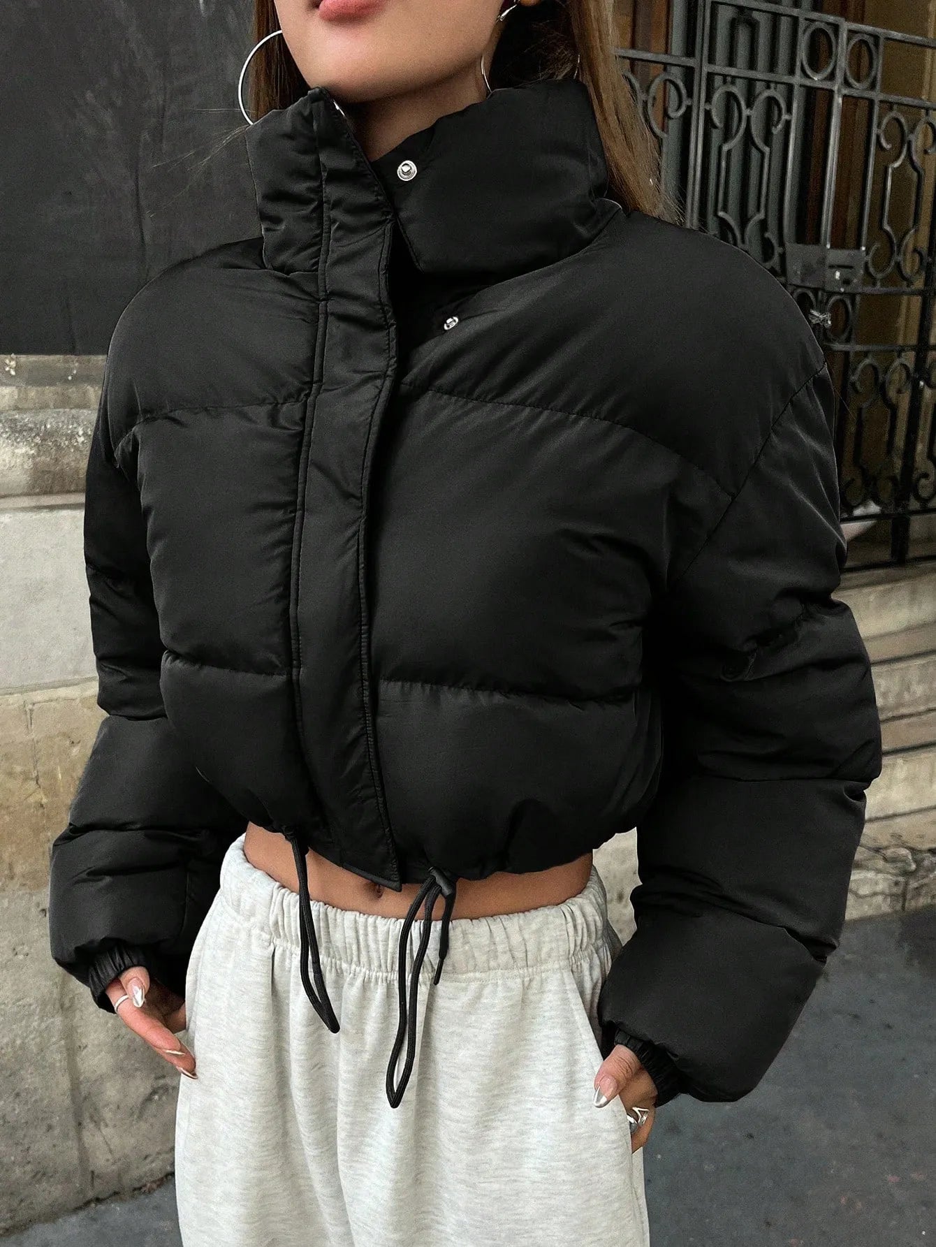 Drop Shoulder Padded Coat
