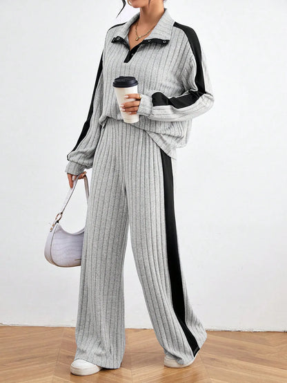 Casual Long Sleeve Top And Pants Set