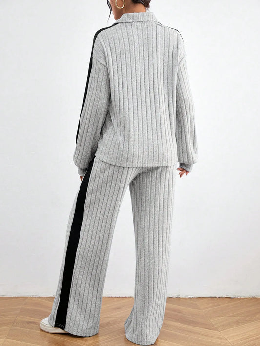 Casual Long Sleeve Top And Pants Set