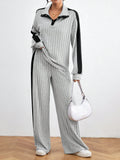 Casual Long Sleeve Top And Pants Set