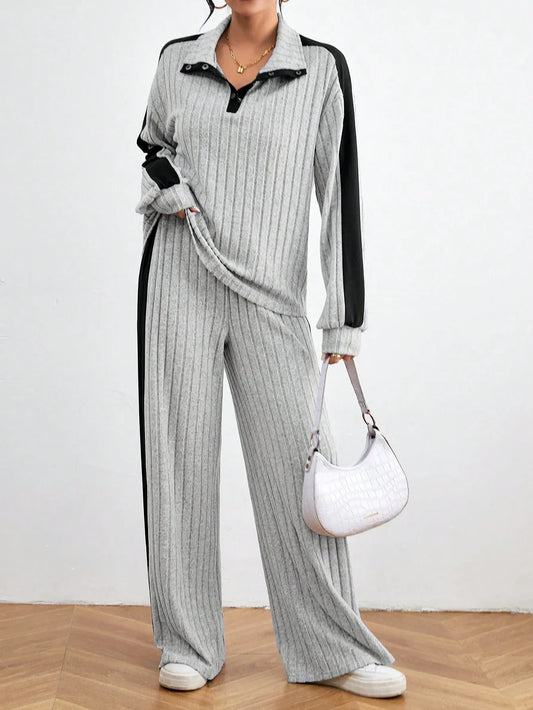 Casual Long Sleeve Top And Pants Set