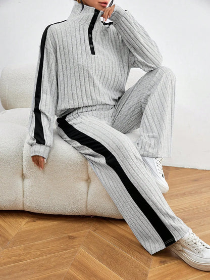 Casual Long Sleeve Top And Pants Set