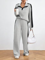 Casual Long Sleeve Top And Pants Set