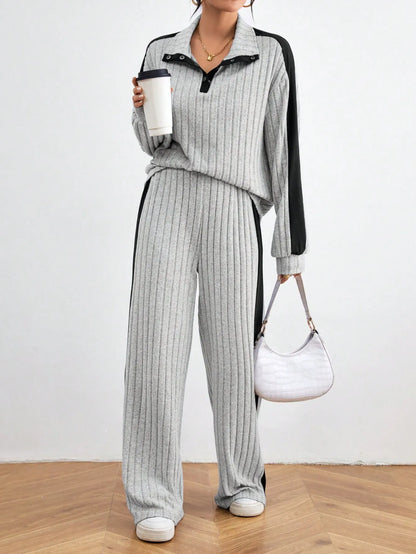 Casual Long Sleeve Top And Pants Set