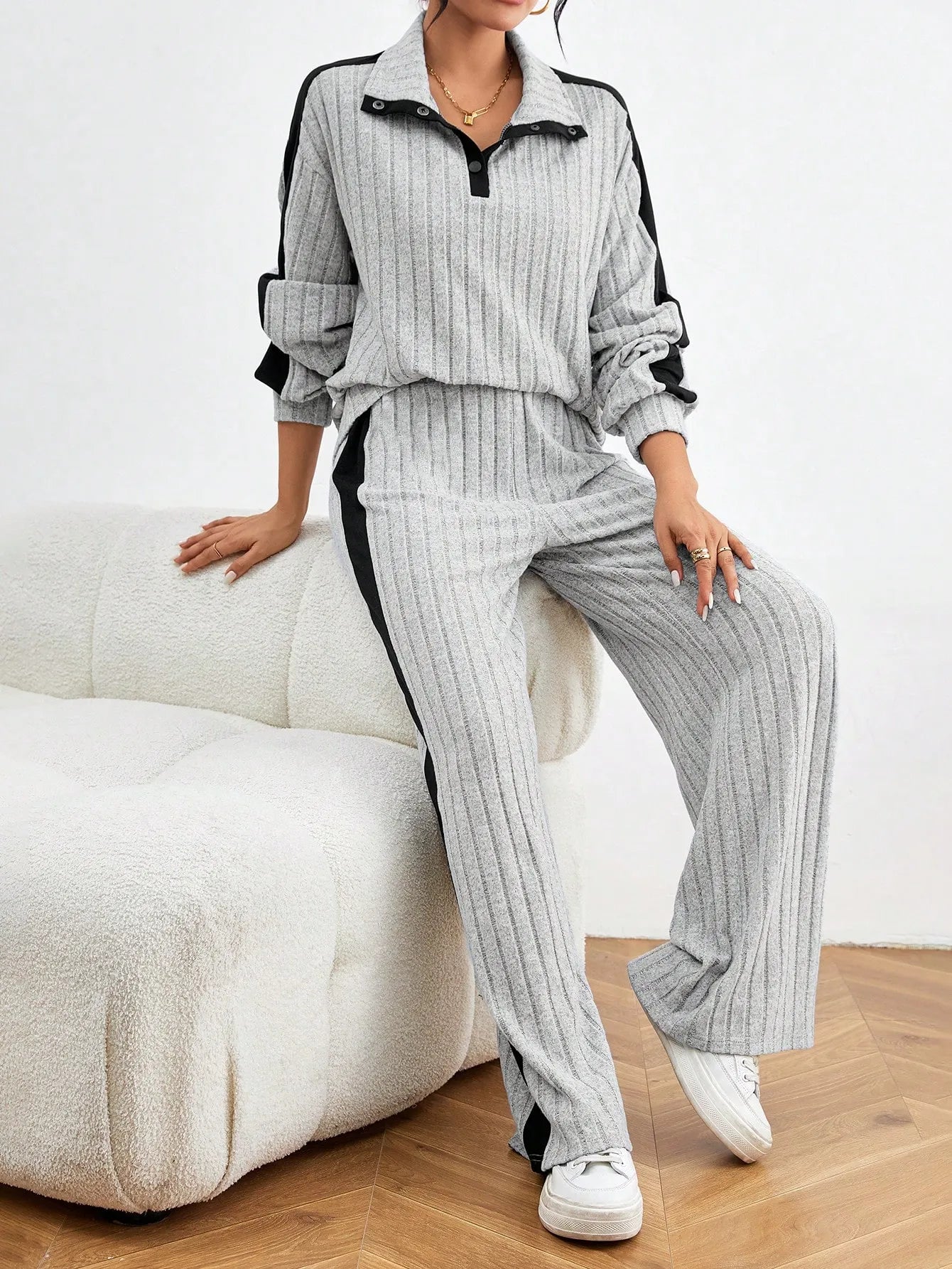 Casual Long Sleeve Top And Pants Set