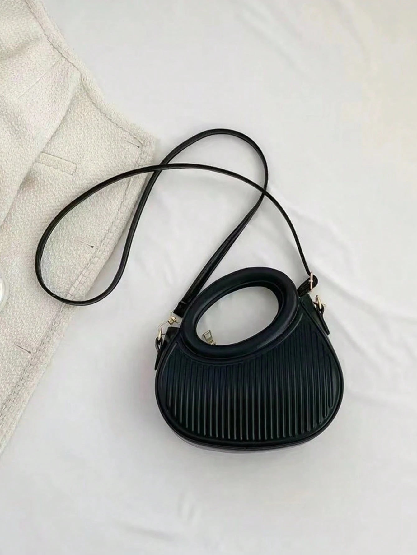 Striped Embossed Handbag