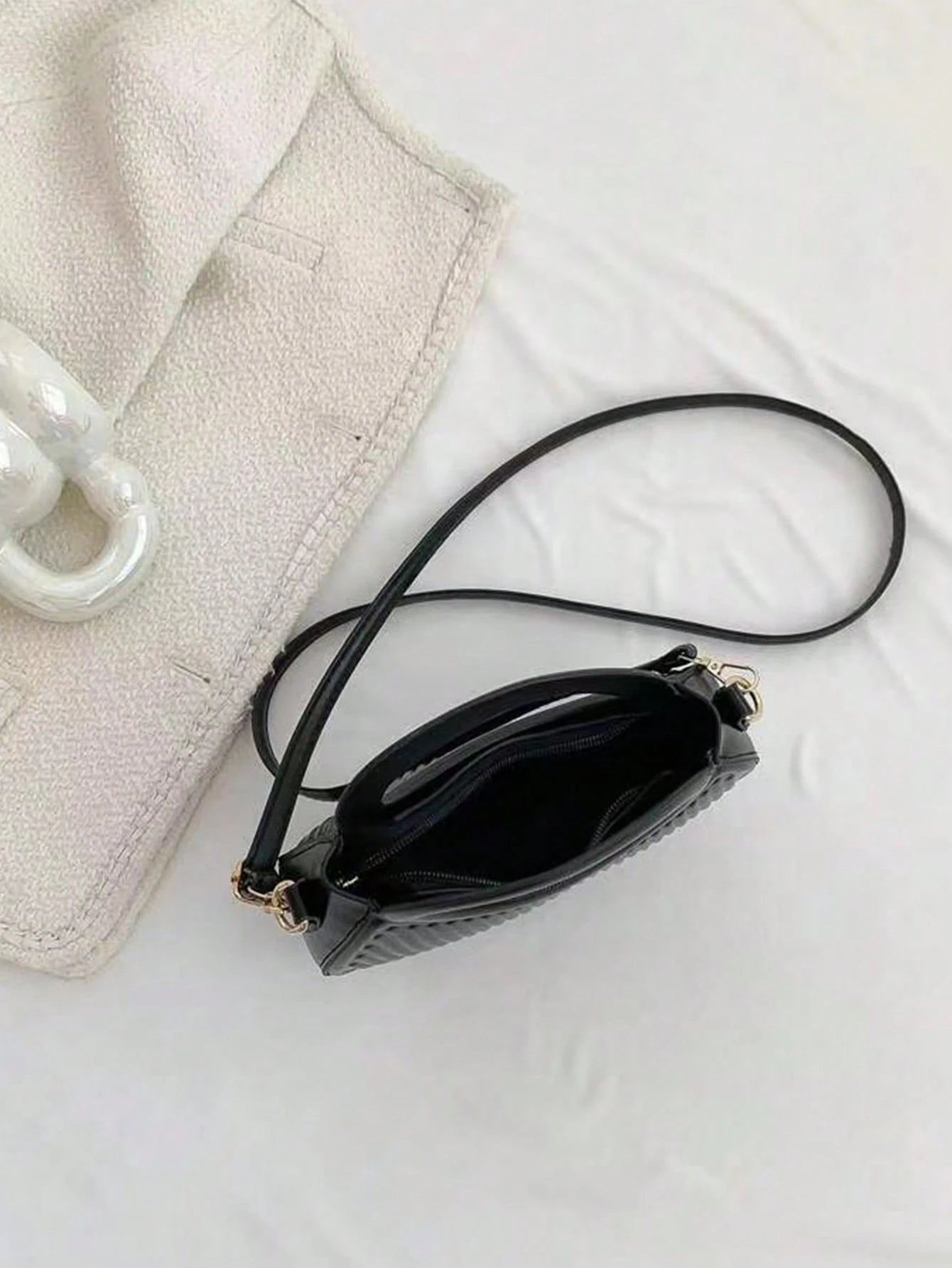 Striped Embossed Handbag