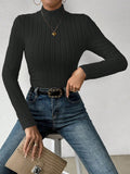 Knit Textured  Ribbed  Turtleneck