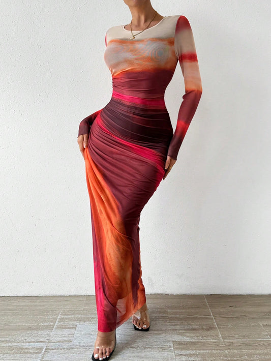 Tie-Dye Round Neck Dress