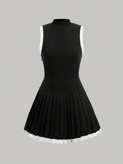 Pleated Sweater  Dress