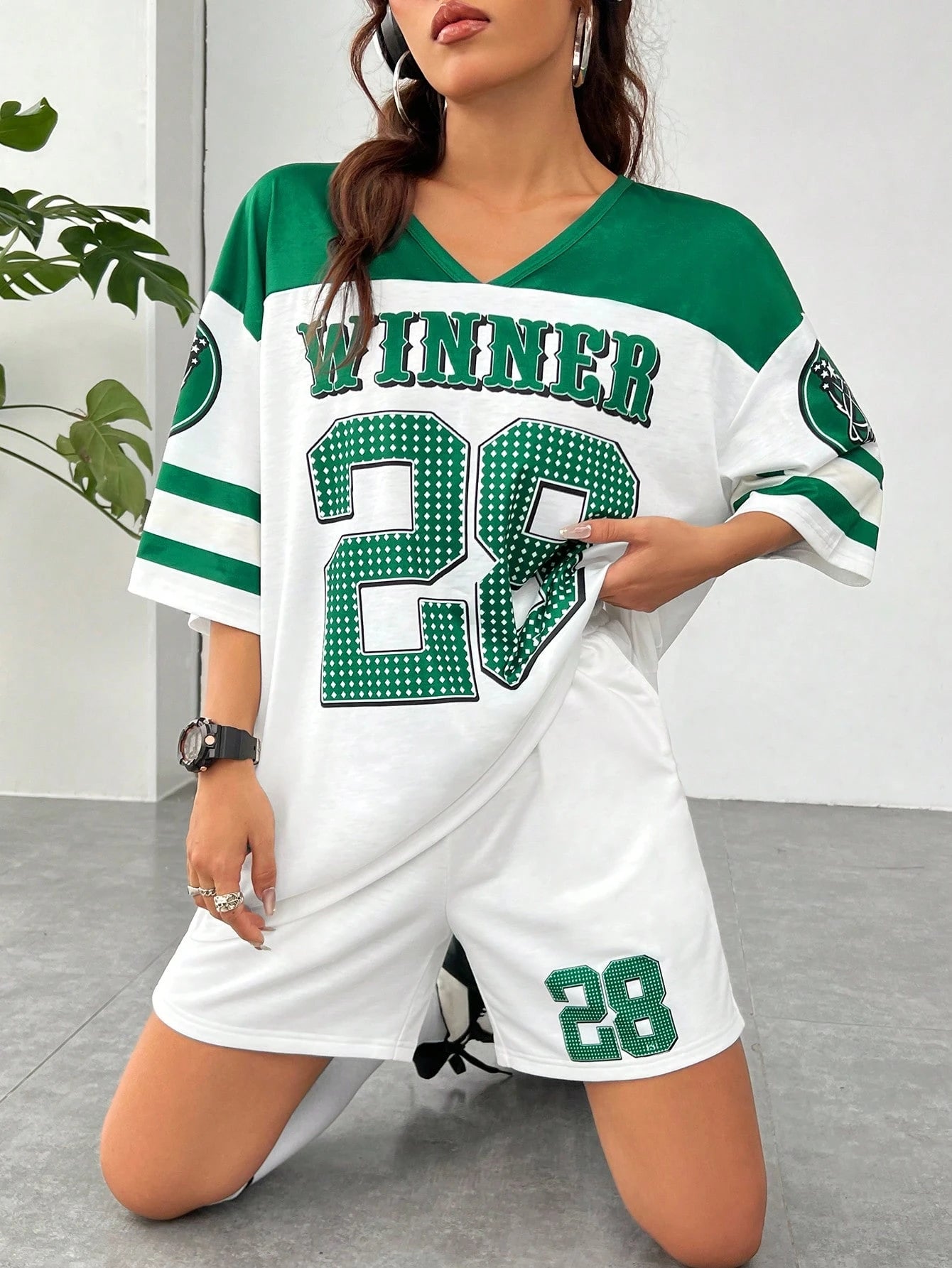 Print Tee and Track Shorts Sets