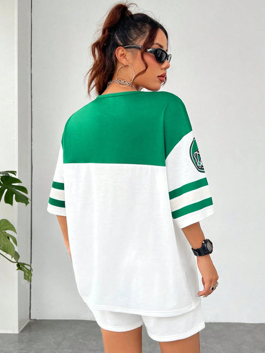 Print Tee and Track Shorts Sets