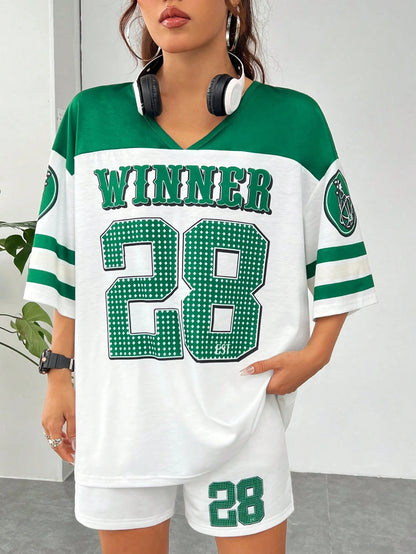 Print Tee and Track Shorts Sets