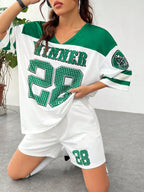 Print Tee and Track Shorts Sets