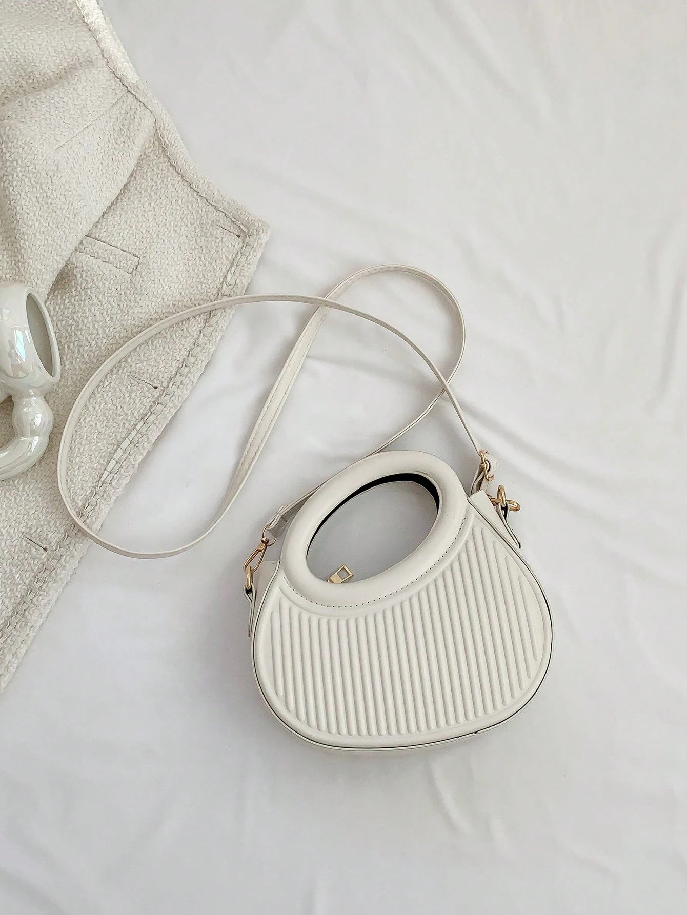 Striped Embossed Handbag