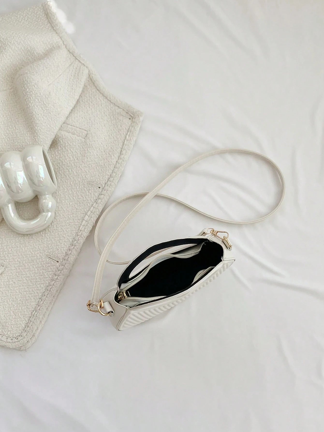 Striped Embossed Handbag