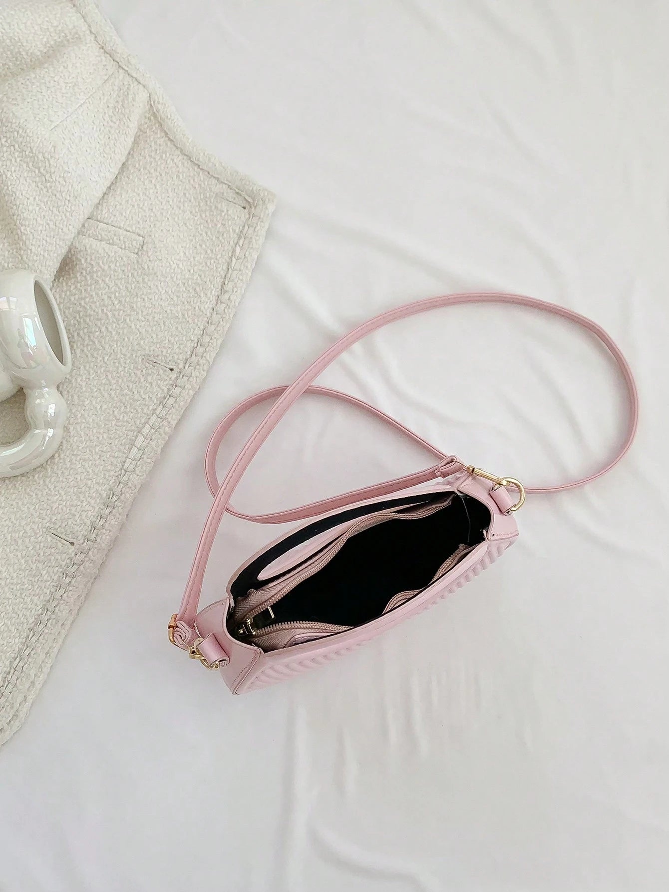 Striped Embossed Handbag