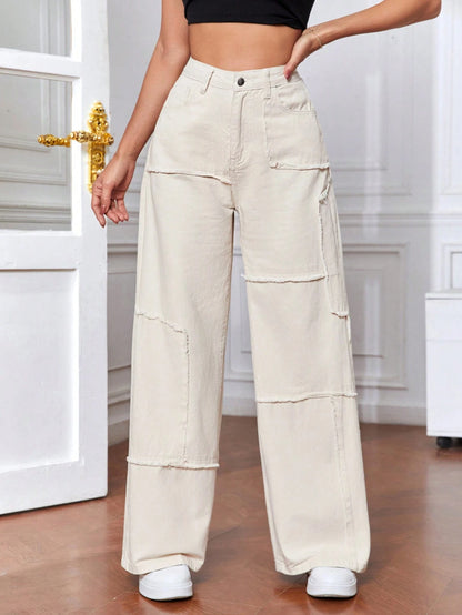 Patchwork Loose Fit Wide Leg Jeans